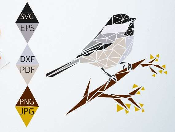 Black capped chickadee Audubon printable PNG