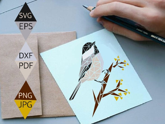 Black capped chickadee svg print on greeting card
