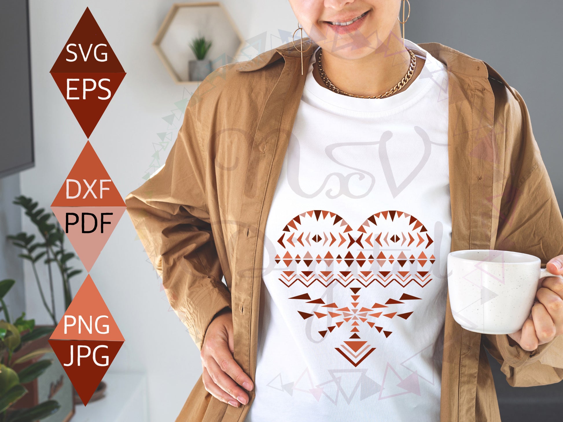 South western design valentines heart shaped svg on t-shirt