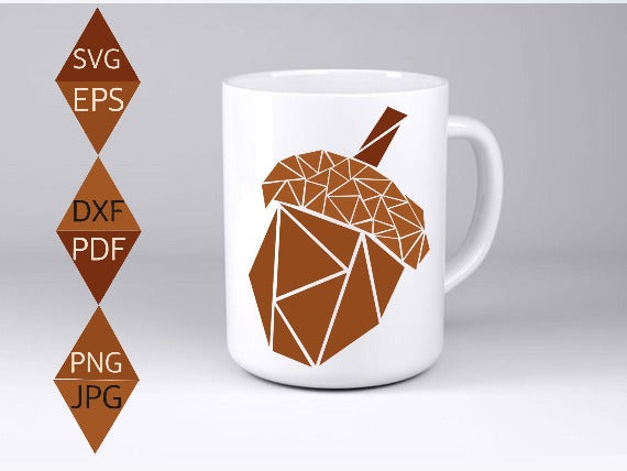 Acorn Brown Nut Mosaic Design on white mug