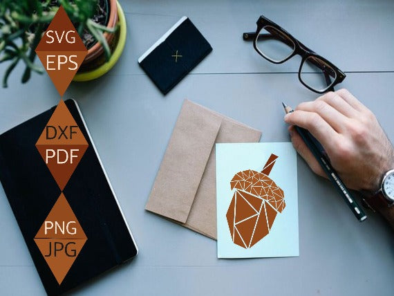 Acorn Brown Nut Mosaic Design on greeting card