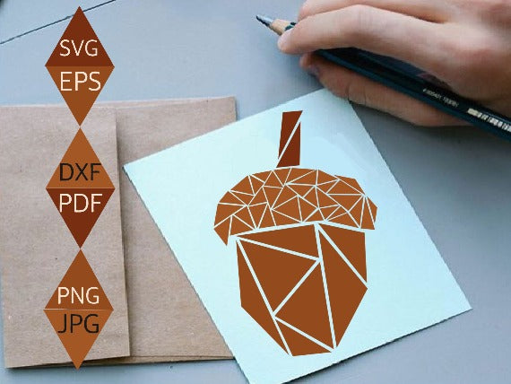 Acorn Brown Nut Mosaic Design on greeting card