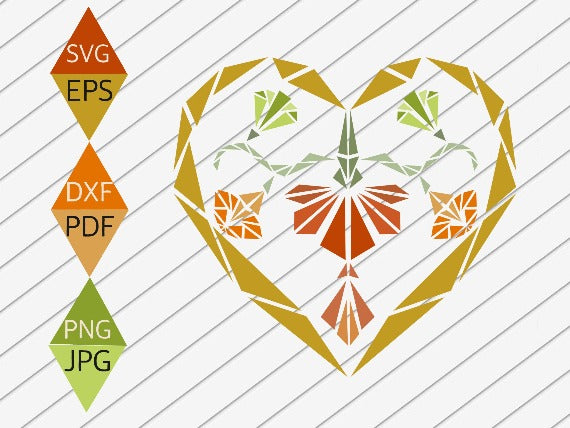 Art Nouveau heart Valentines Svg