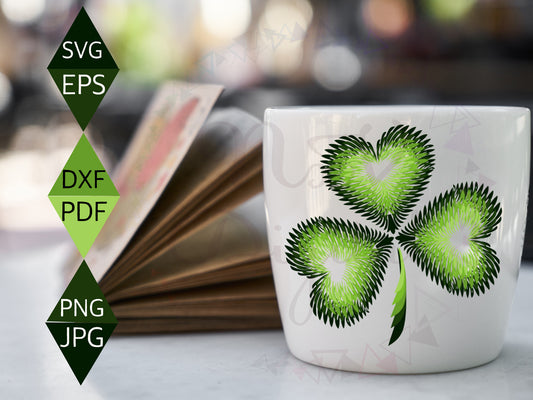 Feather St. Patricks Day clover Leaf Svg
