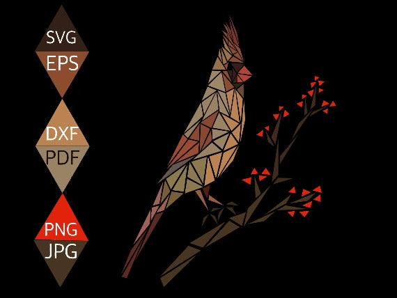 Female Northern Cardinal Bird SVG