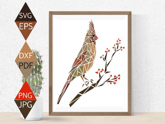 Female Northern Cardinal Bird SVG