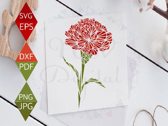 Red Carnation Flower Svg