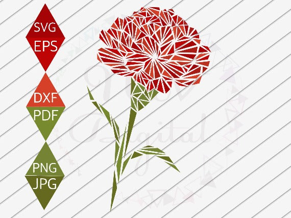 Red Carnation Flower Svg