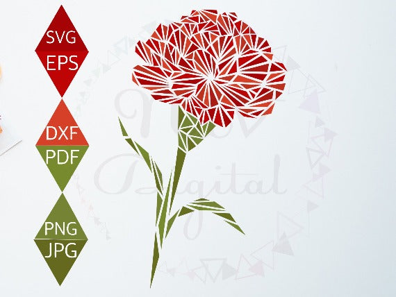 Red Carnation Flower Svg
