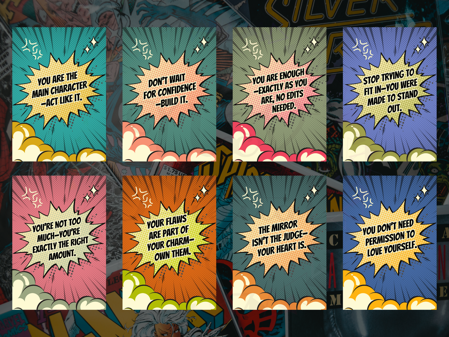 Colorful Comic Affirmation Cards | Fun & Motivating