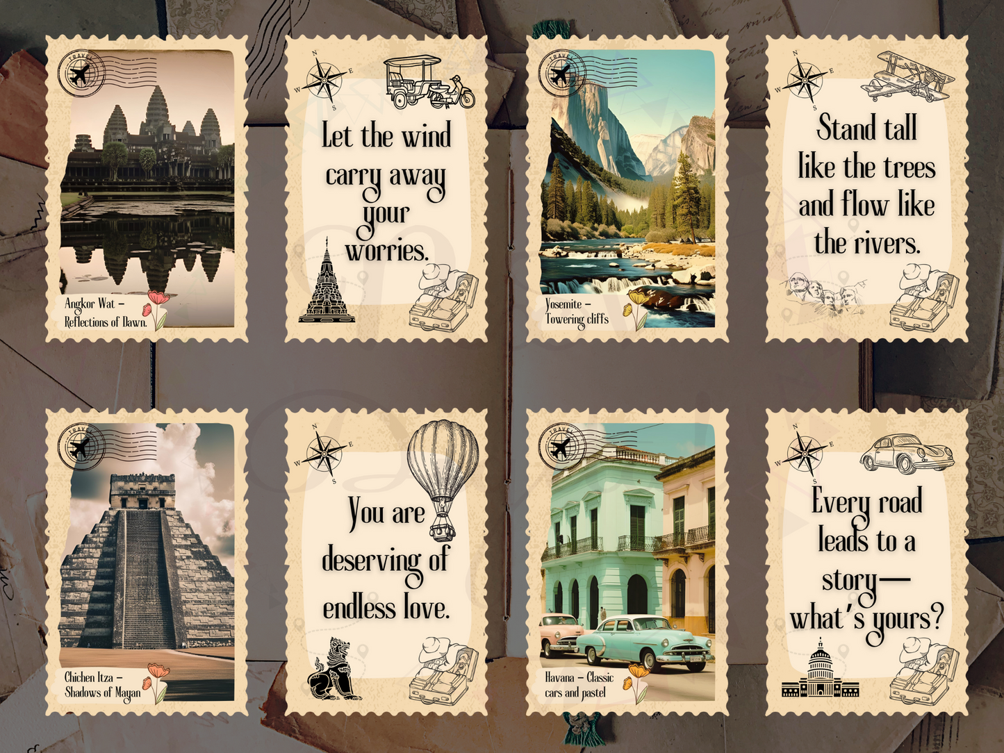Vintage Travel 50 Affirmation Cards