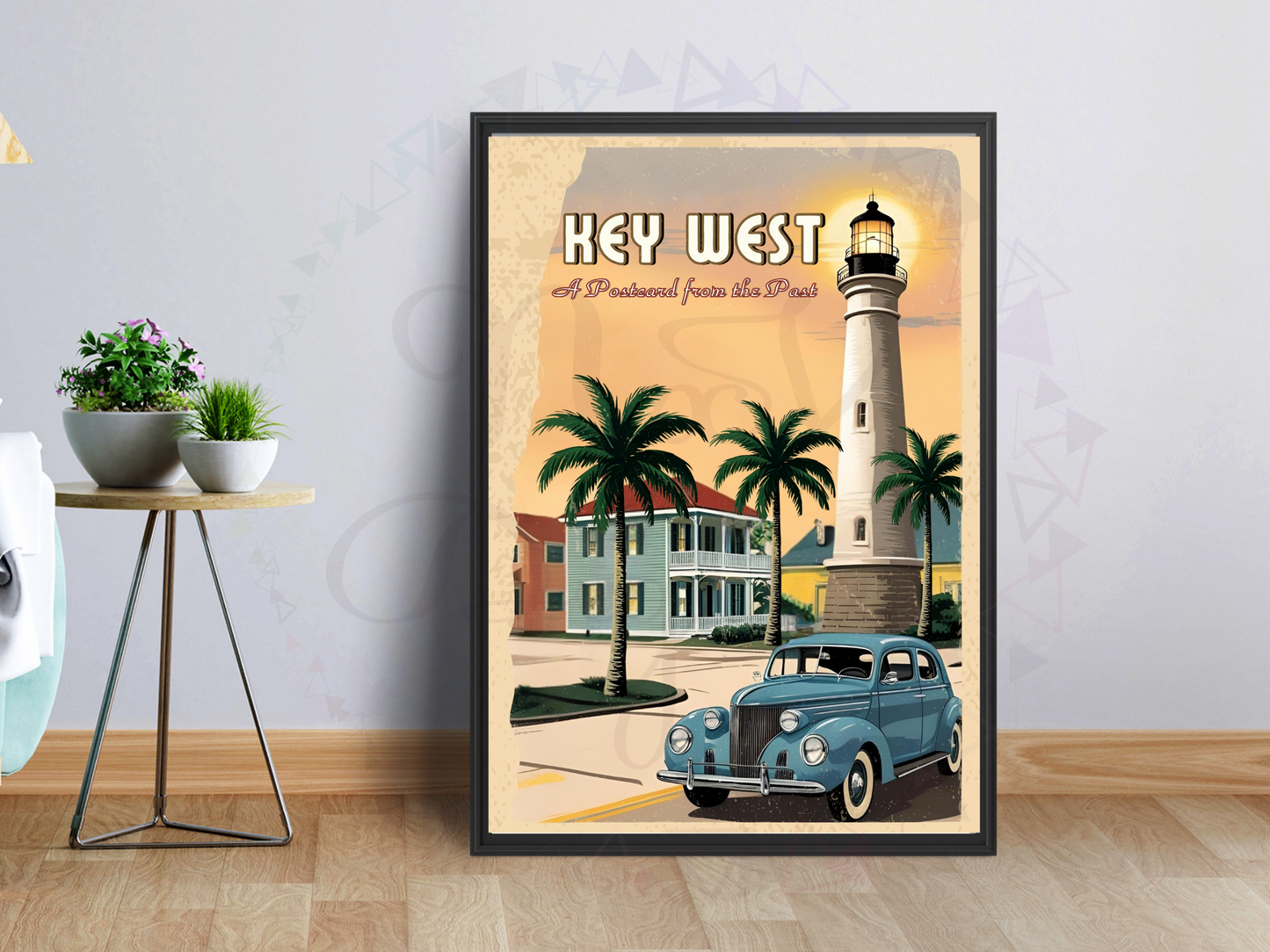 Vintage Florida postcard-style art held in hand