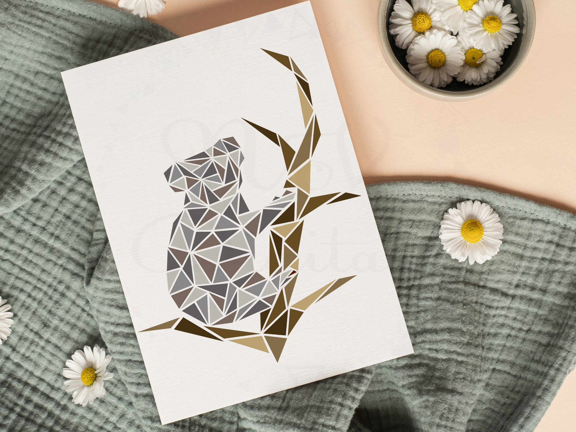 Koala cut file on mockup of a journal or sketchbook
