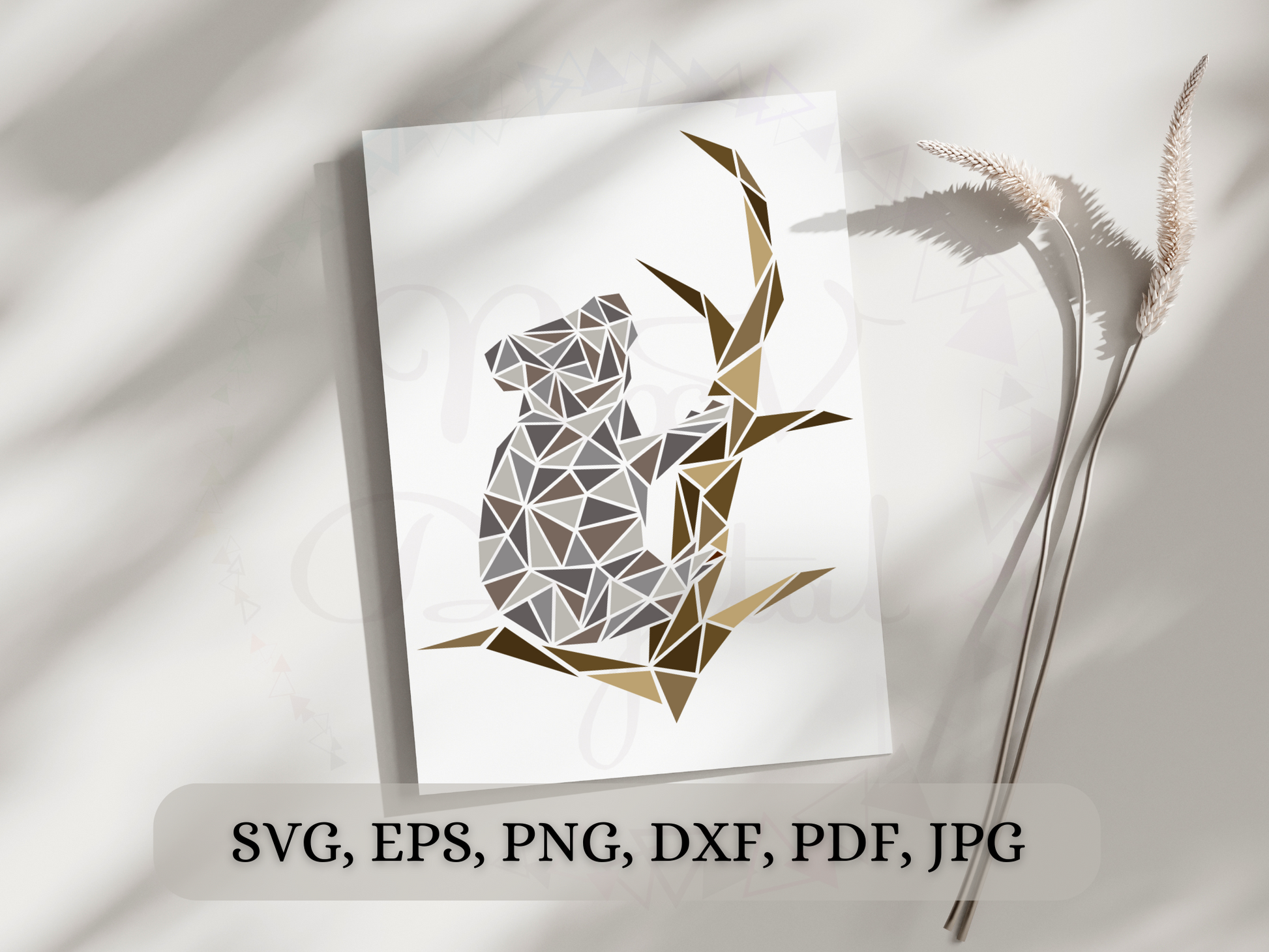 Modern abstract koala bear art for wildlife themed crafts