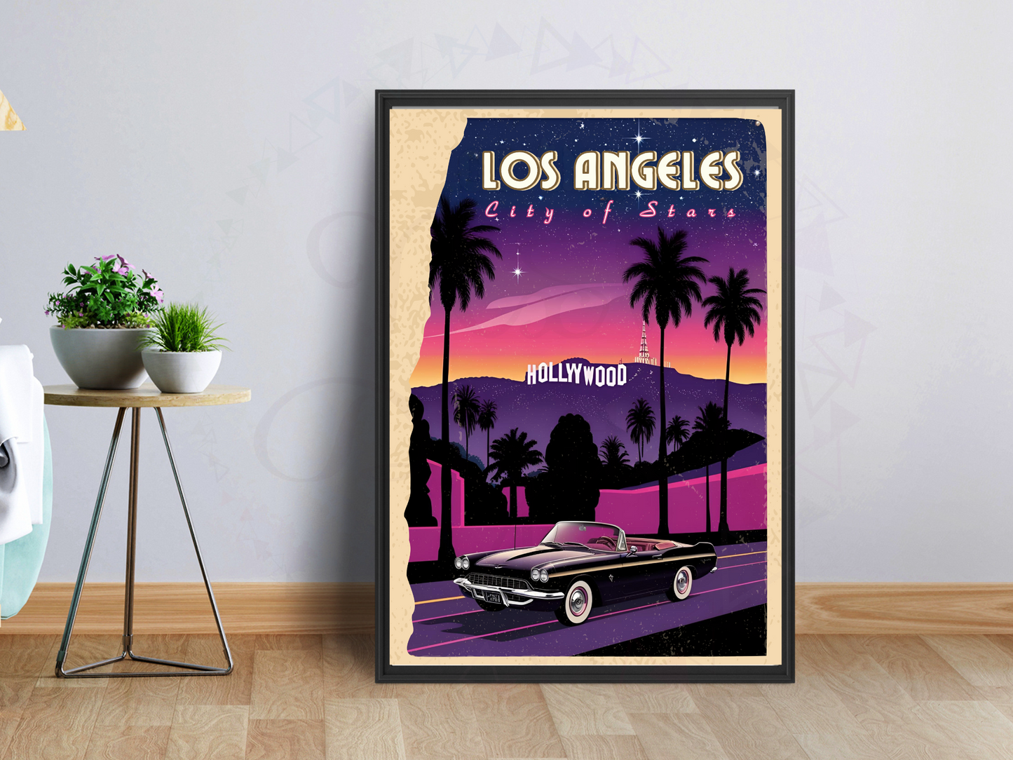 Digital download vintage travel poster of Los Angeles