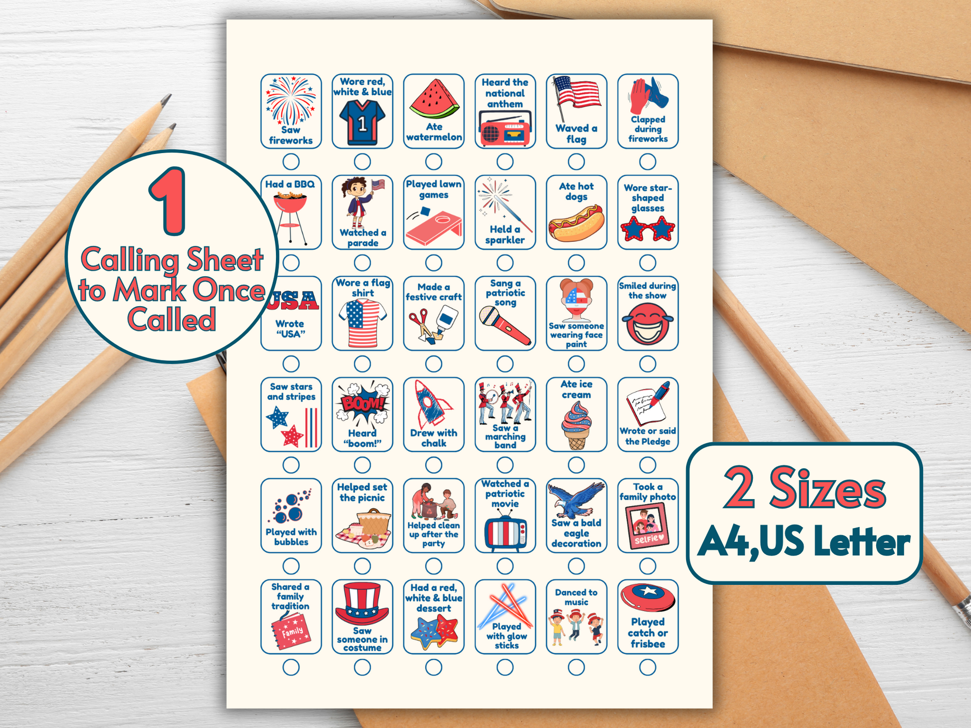 Flat lay of full 50-card printable set