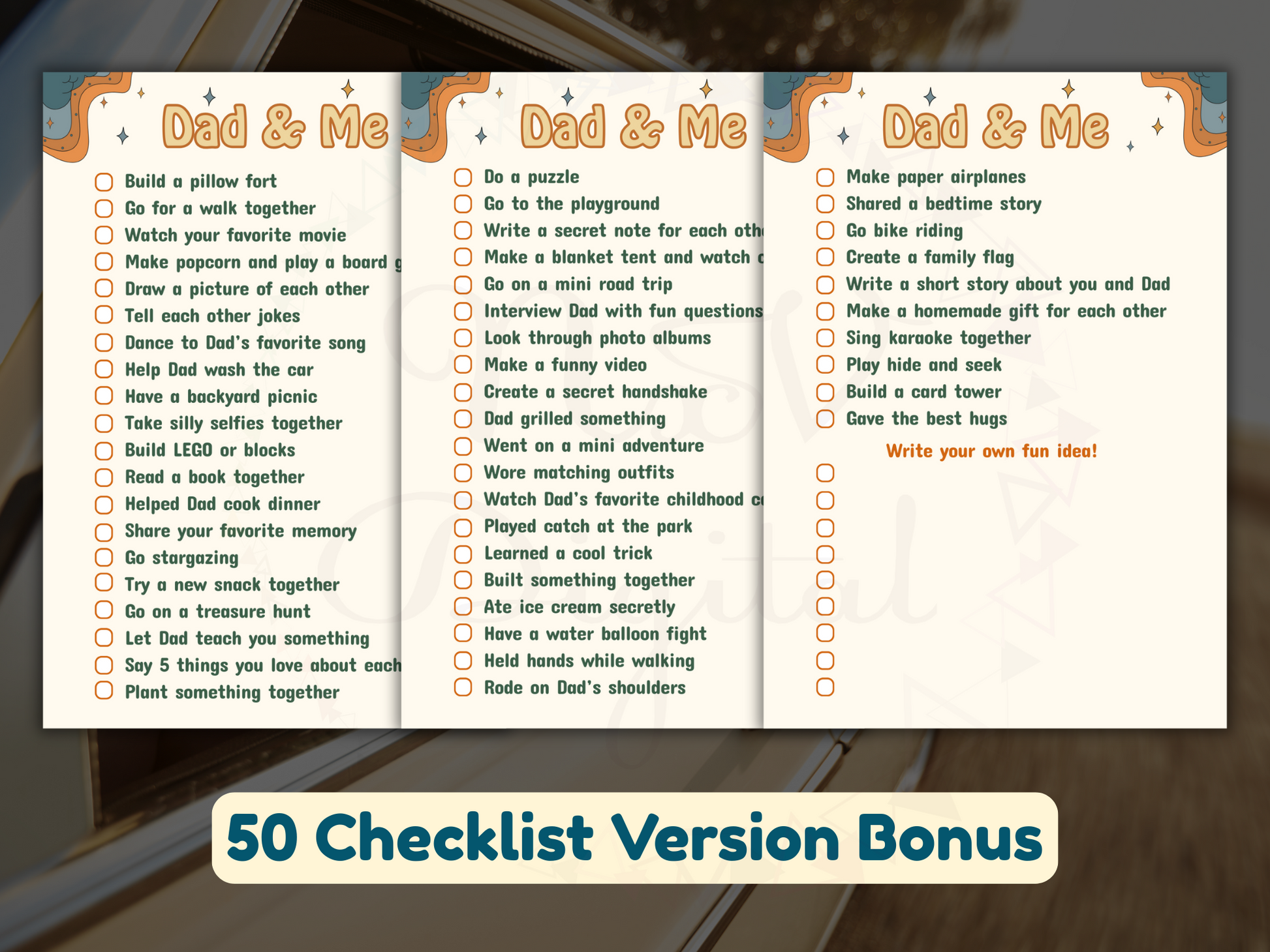 Cards arranged in journal with vintage playful icons