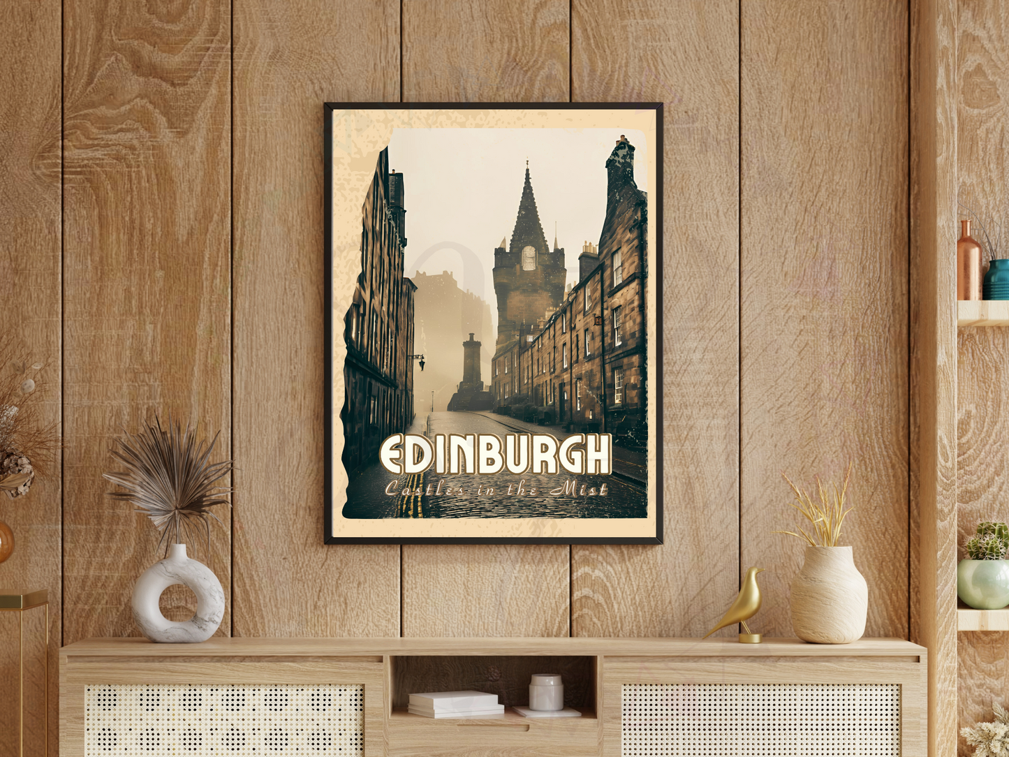 Edinburgh Vintage Travel Poster | Scottish Castle Wall Art