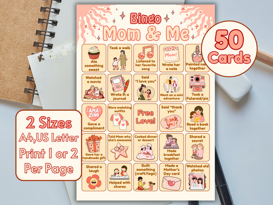 Pastel-colored bingo calling cards and sheet layout preview