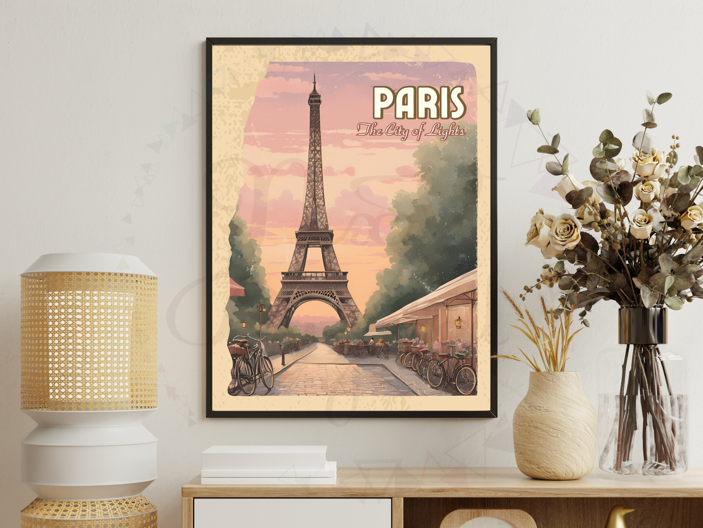 Paris Vintage Travel Poster | The City of Lights | Printable Art