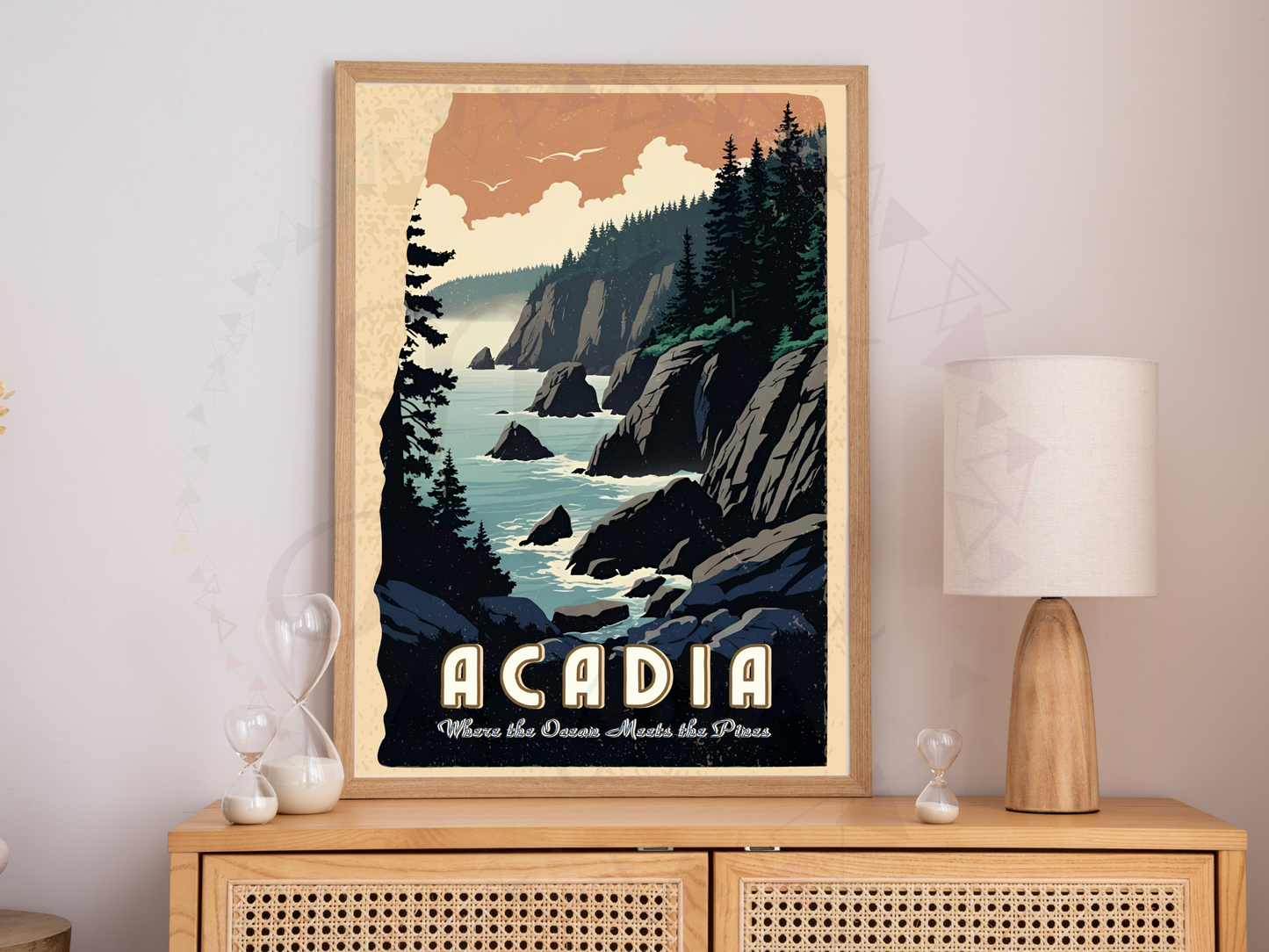 Acadia National Park Poster | Vintage Maine Travel Wall Art Print