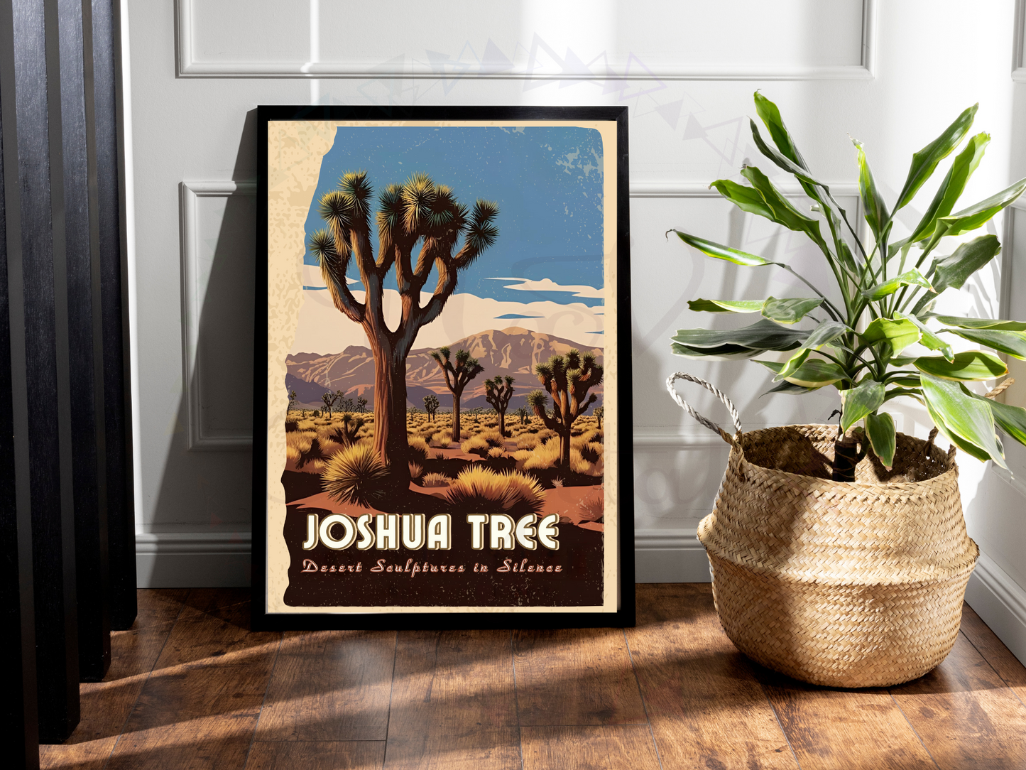 Holding Joshua Tree printable poster against backdrop