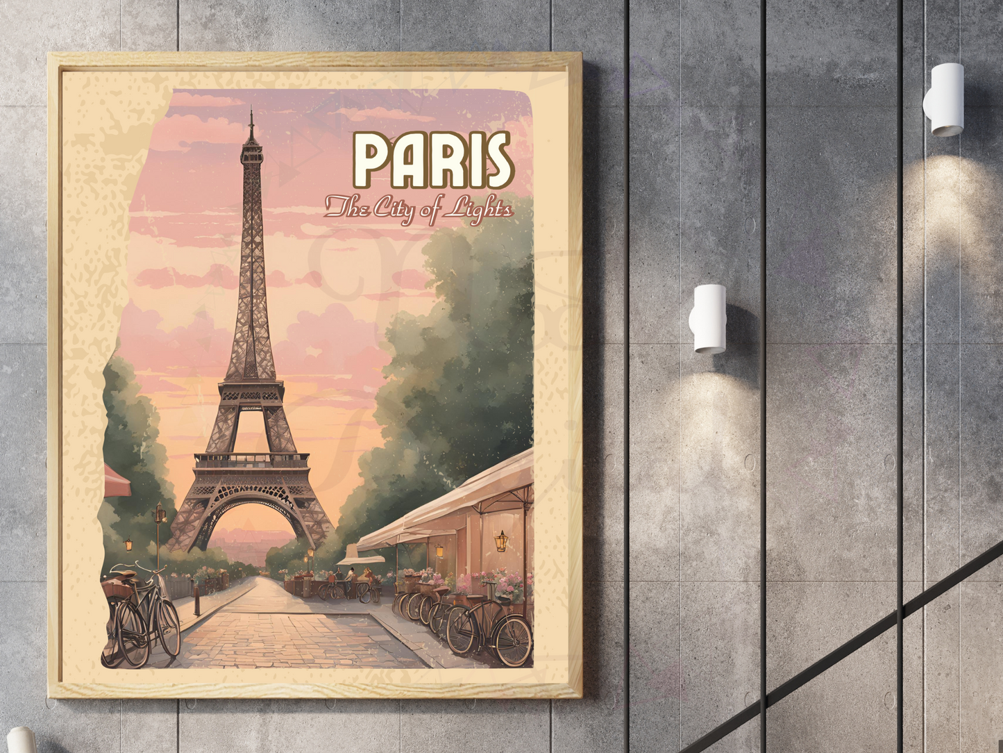 Paris Vintage Travel Poster | The City of Lights | Printable Art
