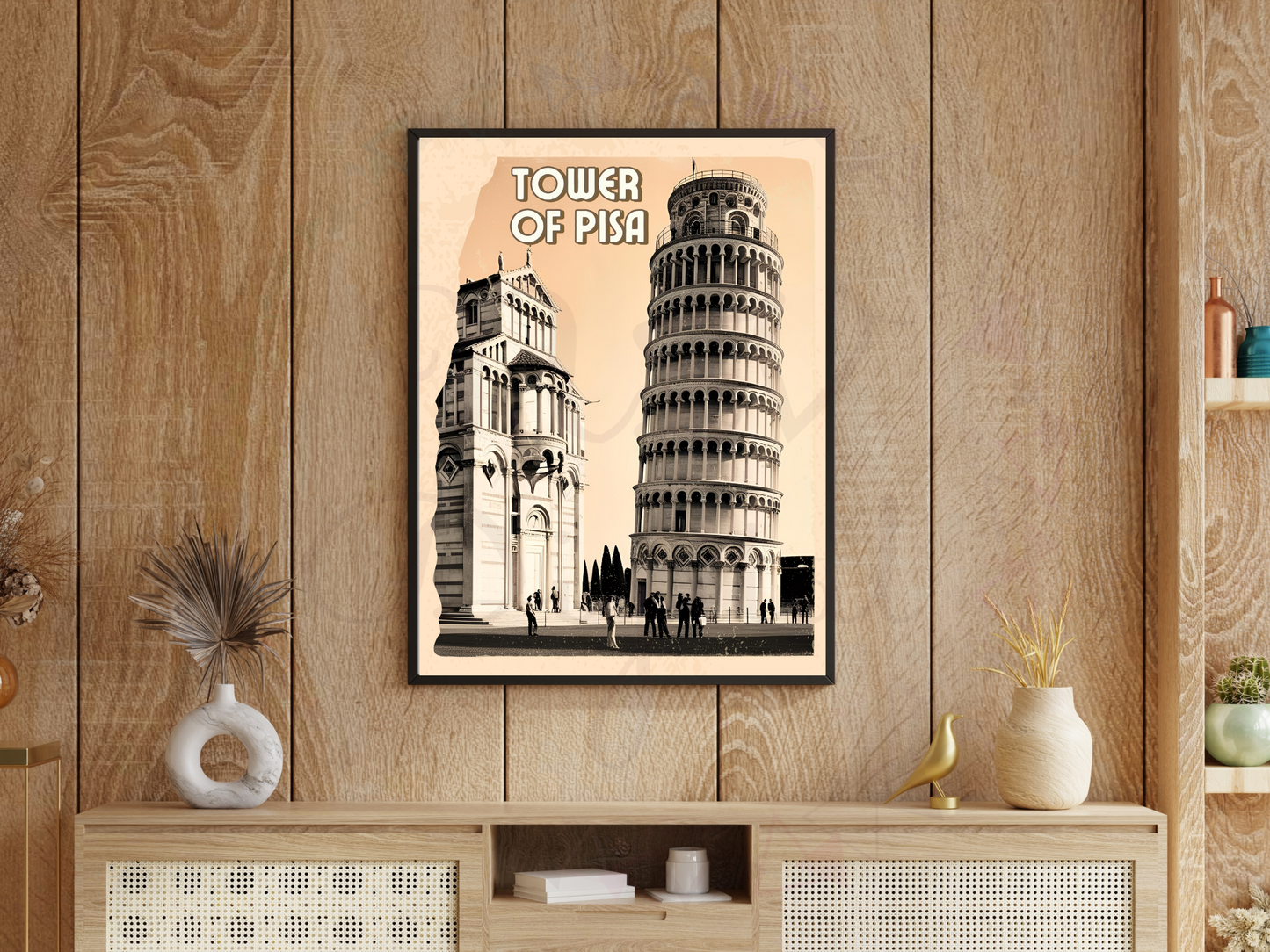 Tower of Pisa Vintage Travel Poster | Italy Printable Wall Art