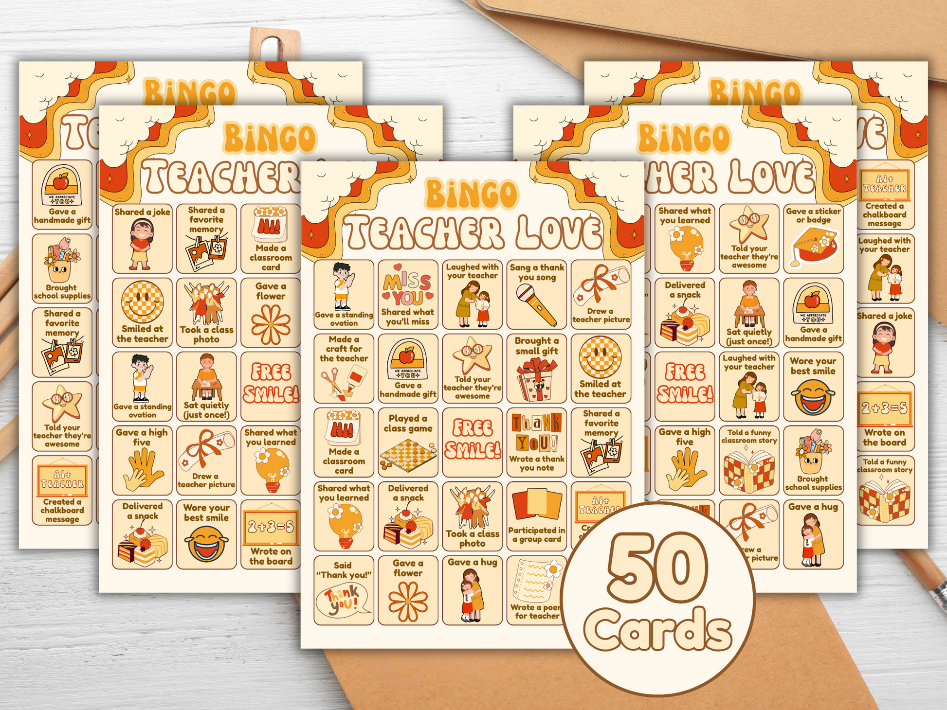 Thank you teacher bingo with heartfelt classroom prompts