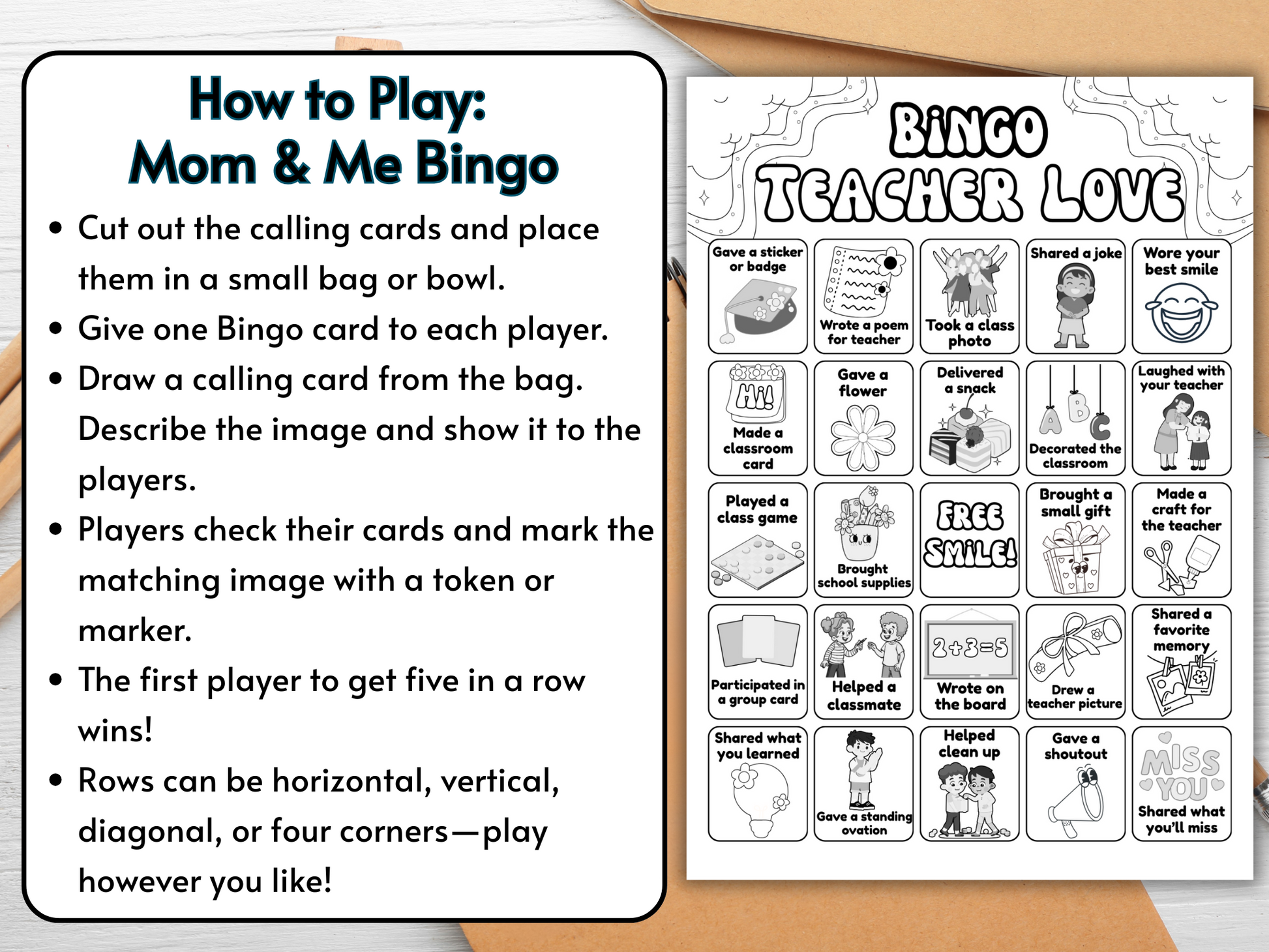 US Letter size printable bingo cards – 2 per page double layout