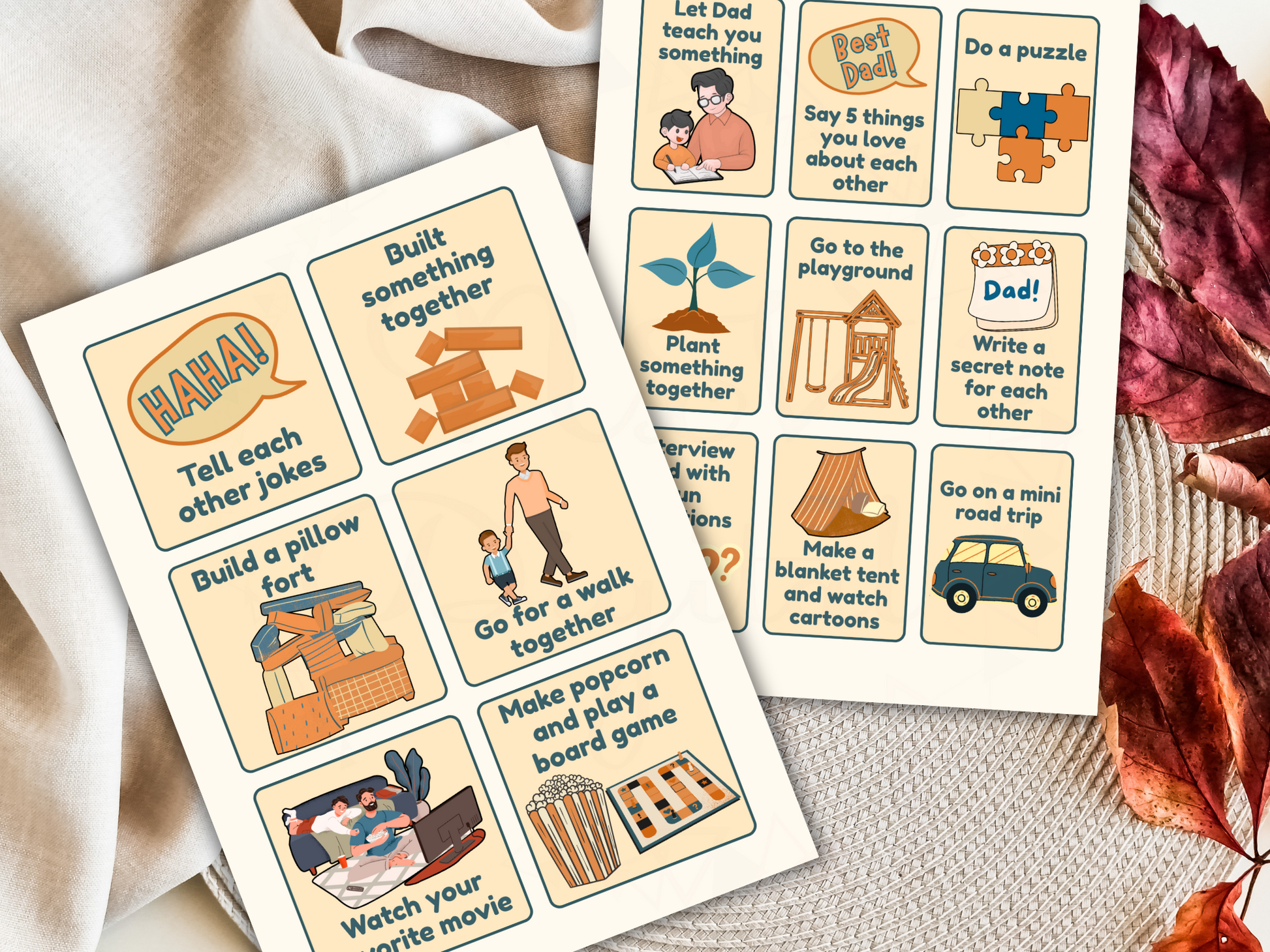 Printable memory card set for kids to celebrate Father's Day