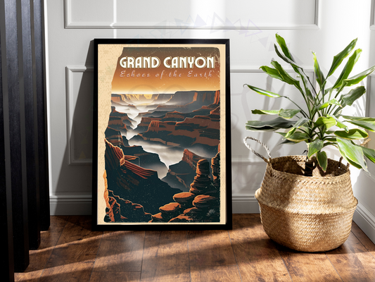 Grand Canyon Vintage Travel Poster | Retro National Park Art
