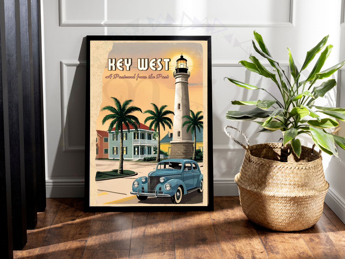 Digital wall art of Key West for beach-themed decor