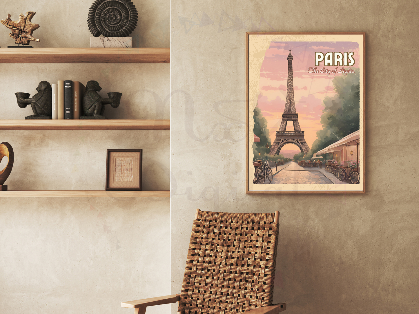 Paris Vintage Travel Poster | The City of Lights | Printable Art