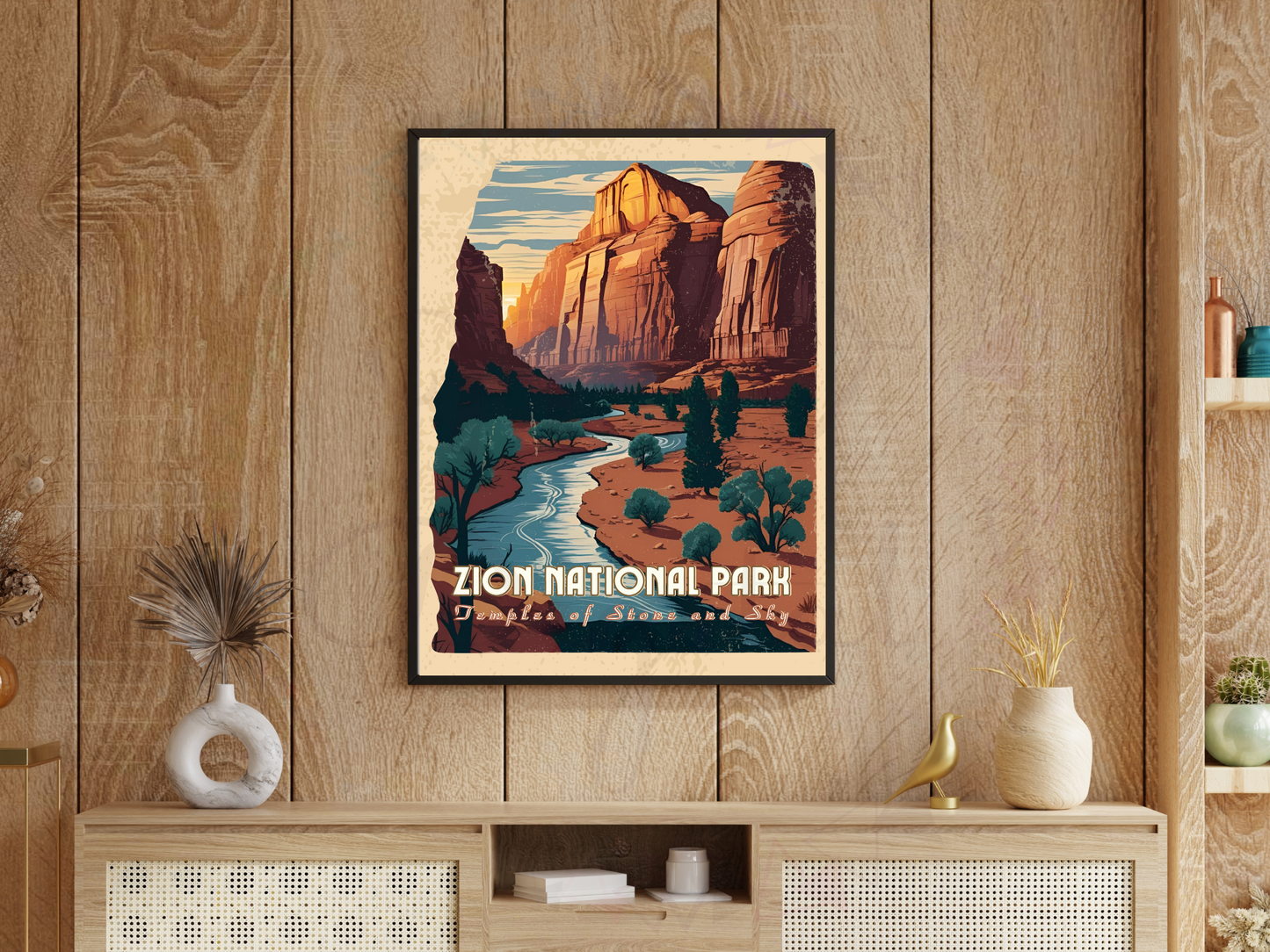 Zion National Park Vintage Poster | Utah Travel Wall Art Print
