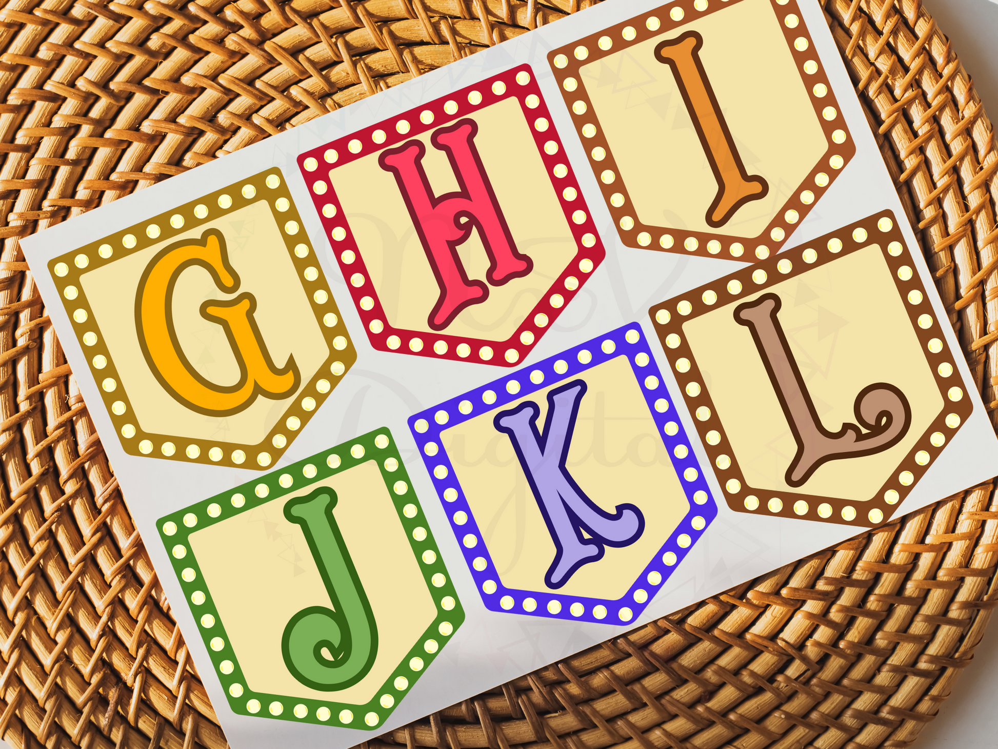 Retro Alphabet Doodle  Gift Tag Png