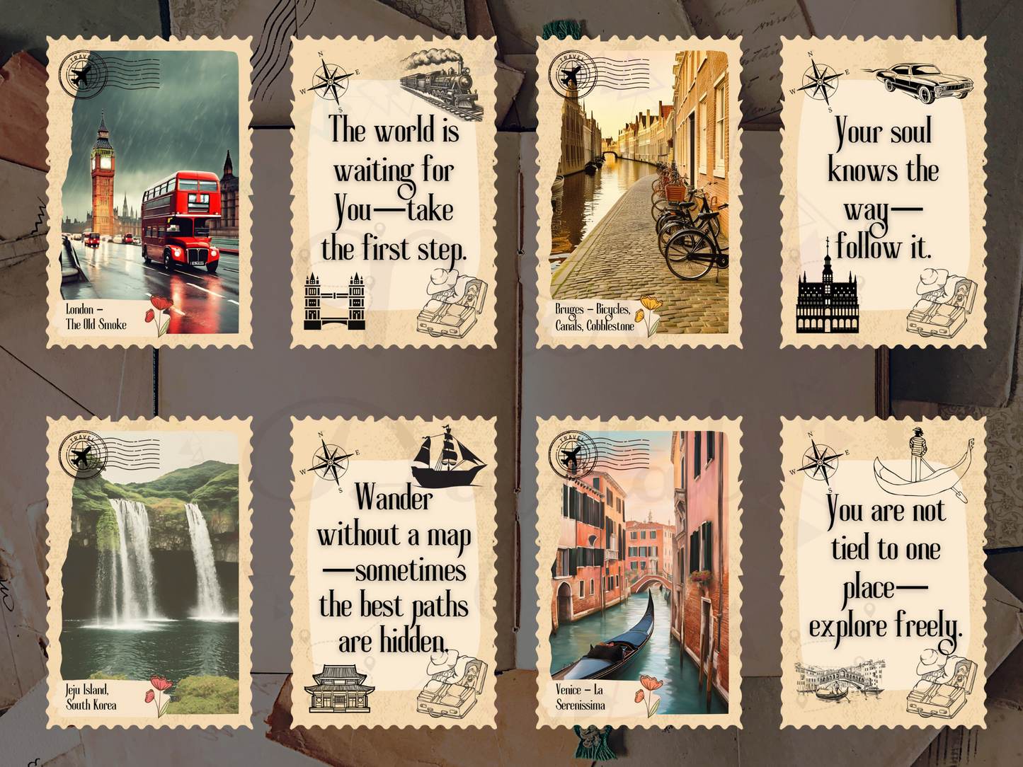 Vintage Travel 50 Affirmation Cards