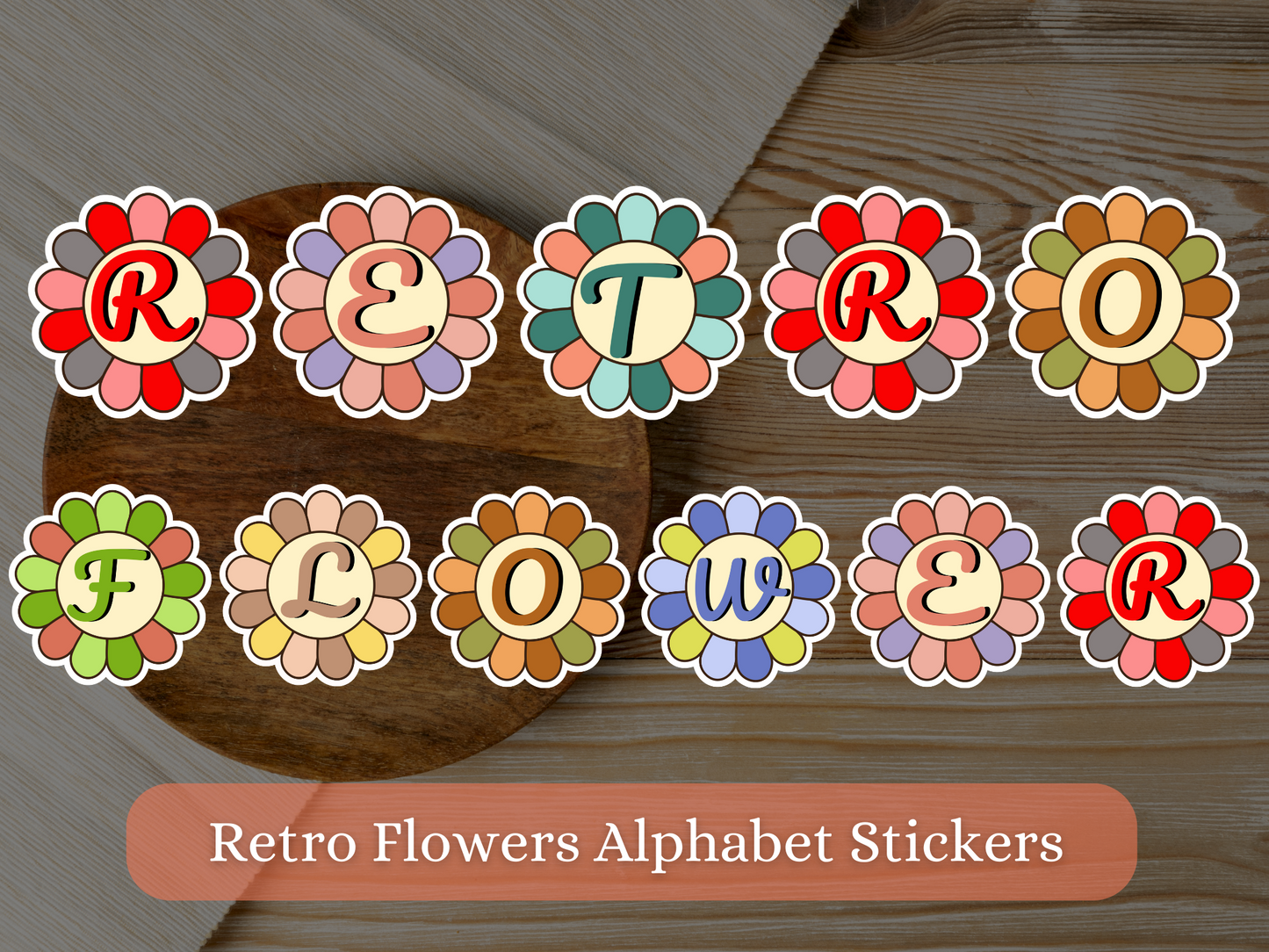 Set of 36 Retro Flower Alphabet