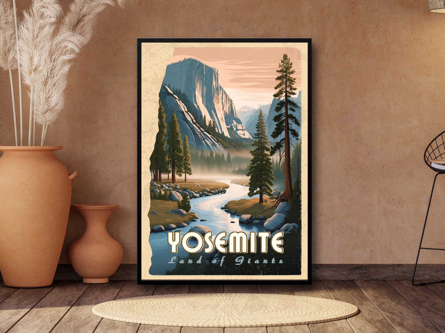 Nostalgic Yosemite nature print for mountain lovers and hikers