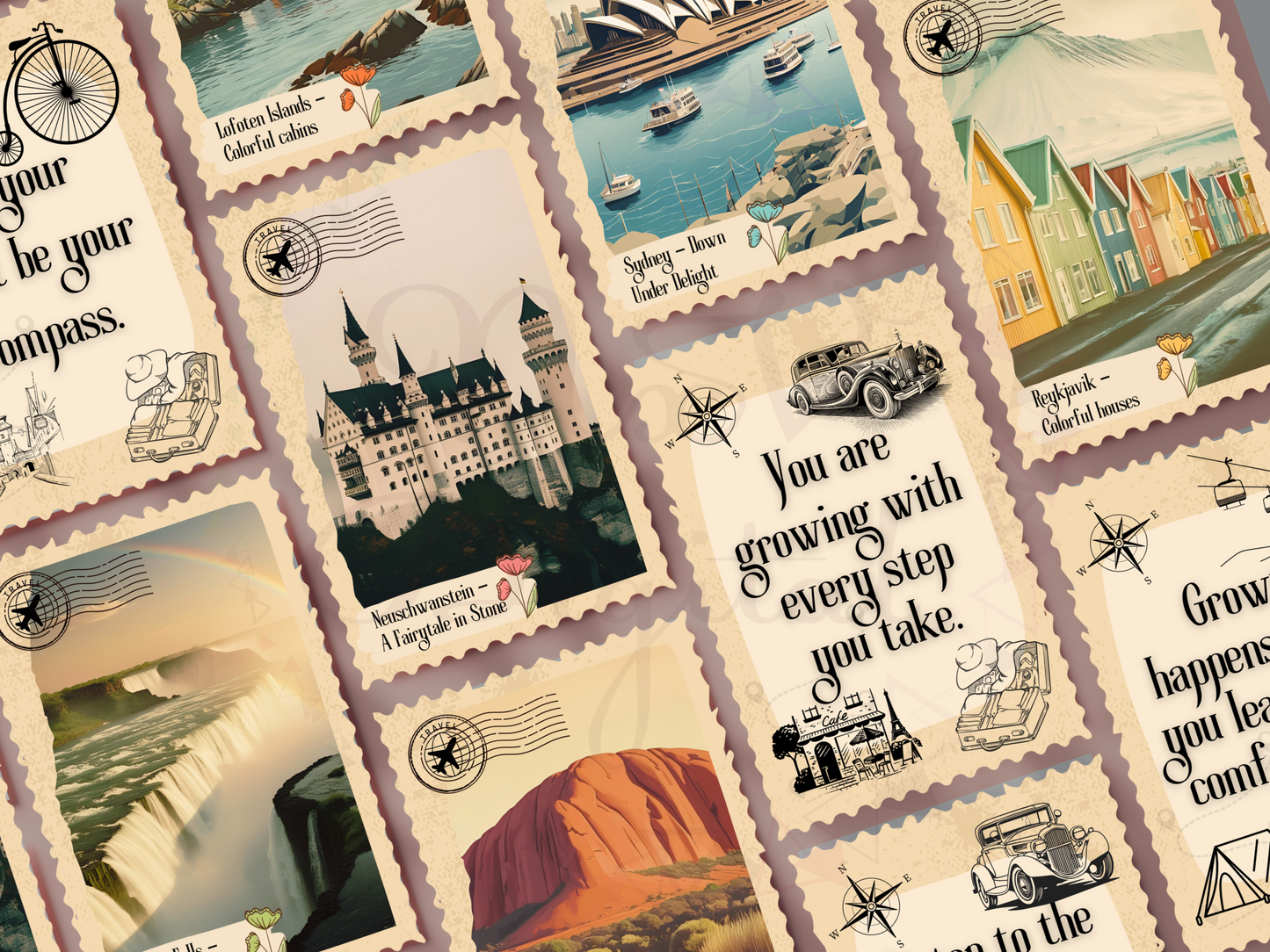 Vintage Travel 50 Affirmation Cards