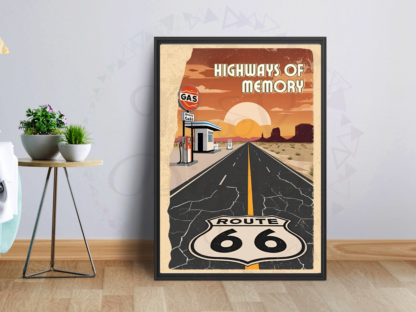 Route 66 Vintage Travel Poster | Retro Highway Printable Wall Art
