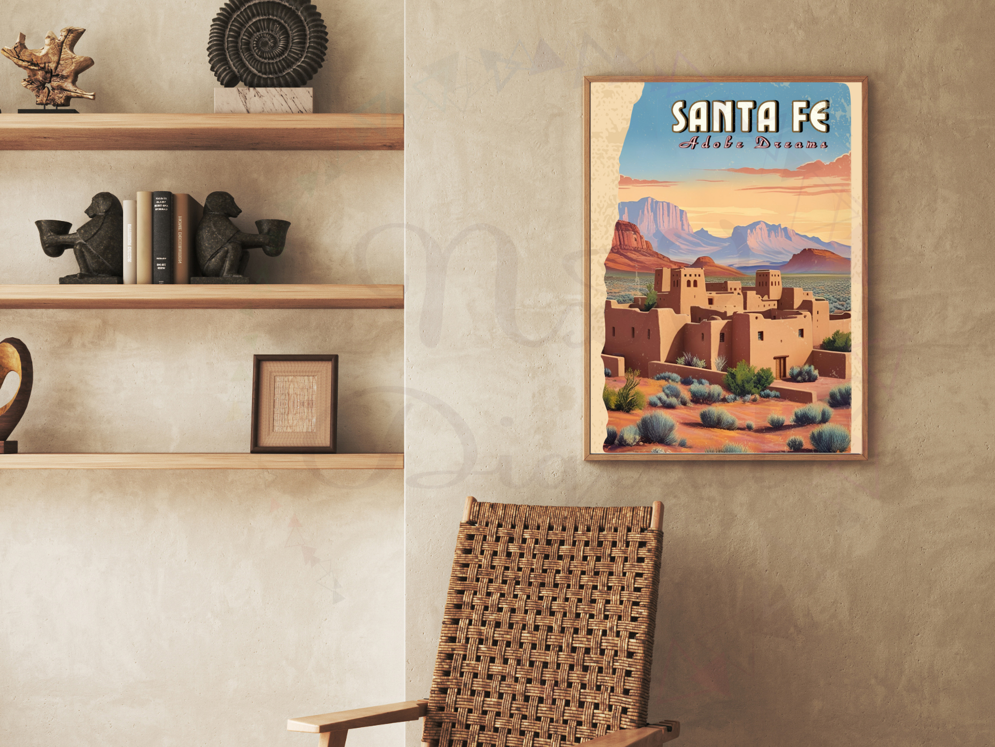Southwest desert wall art featuring dreamy adobe buildings