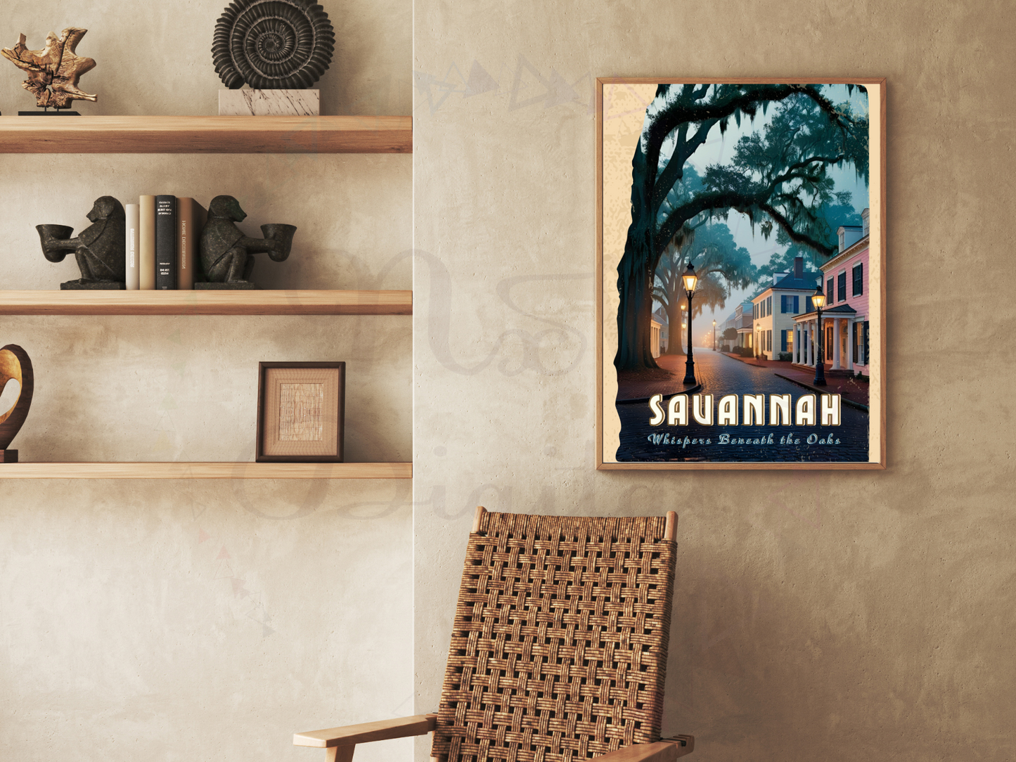 Classic Georgia wall decor in book mockup style