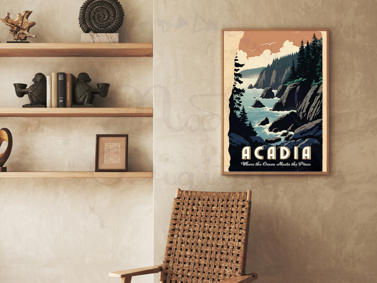 Acadia National Park Poster | Vintage Maine Travel Wall Art Print
