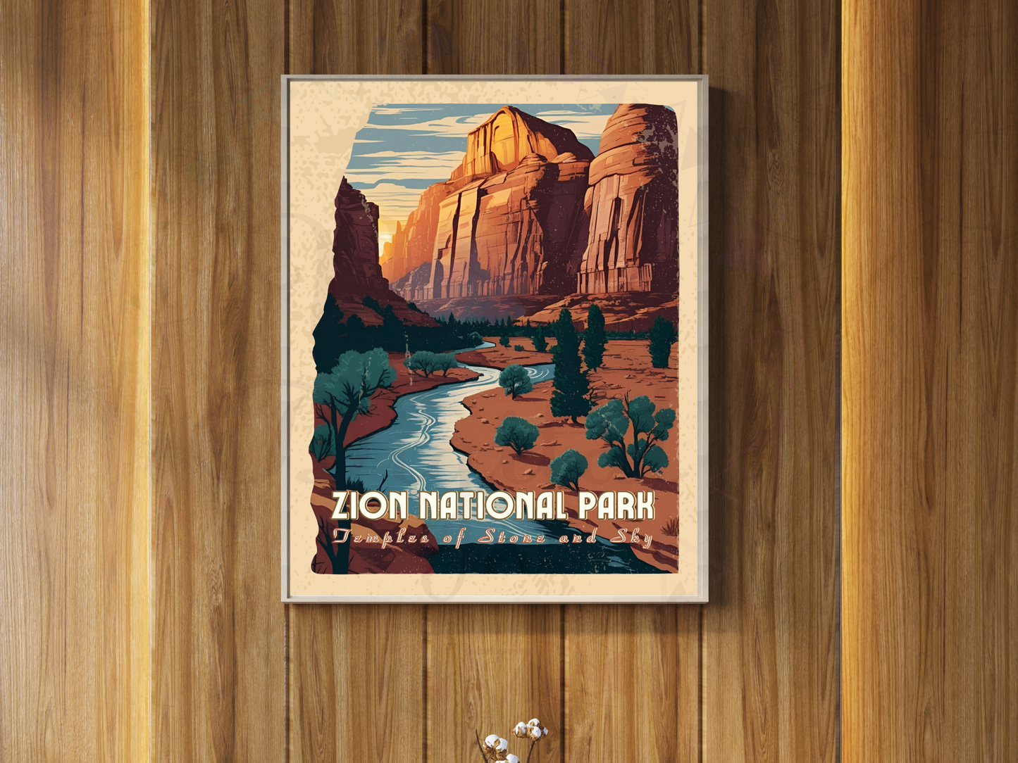 Zion National Park Vintage Poster | Utah Travel Wall Art Print