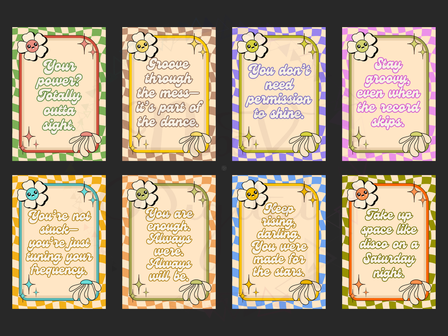 Groovy 70s Affirmation Cards | Funky Self Love Printable Deck