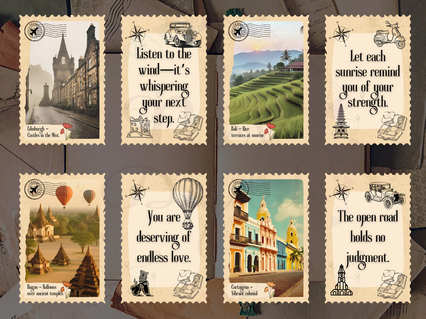 Vintage Travel 50 Affirmation Cards