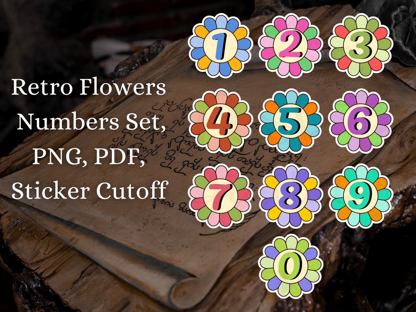Set of 36 Retro Flower Alphabet