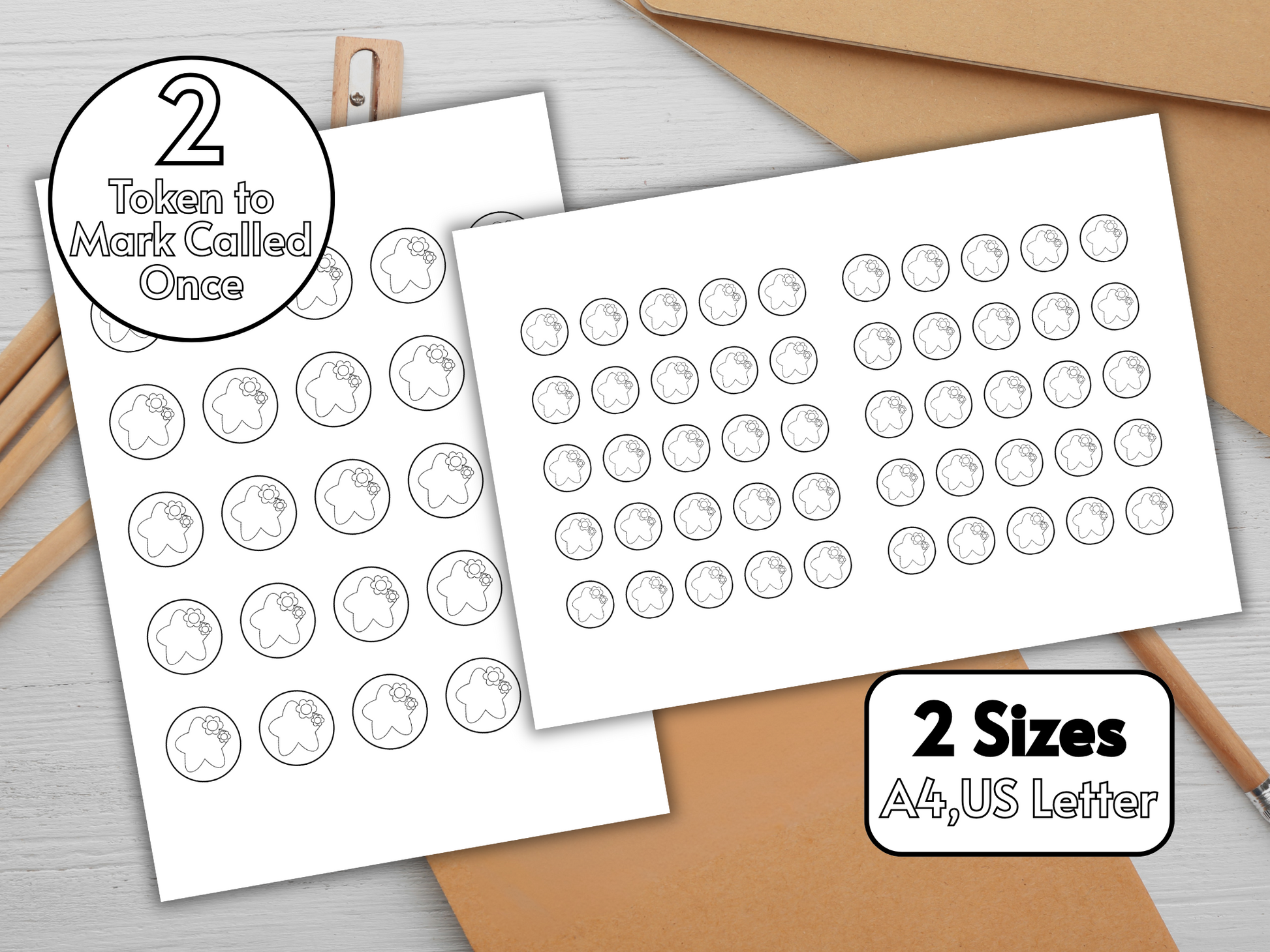 Printable bingo tokens – large and small included