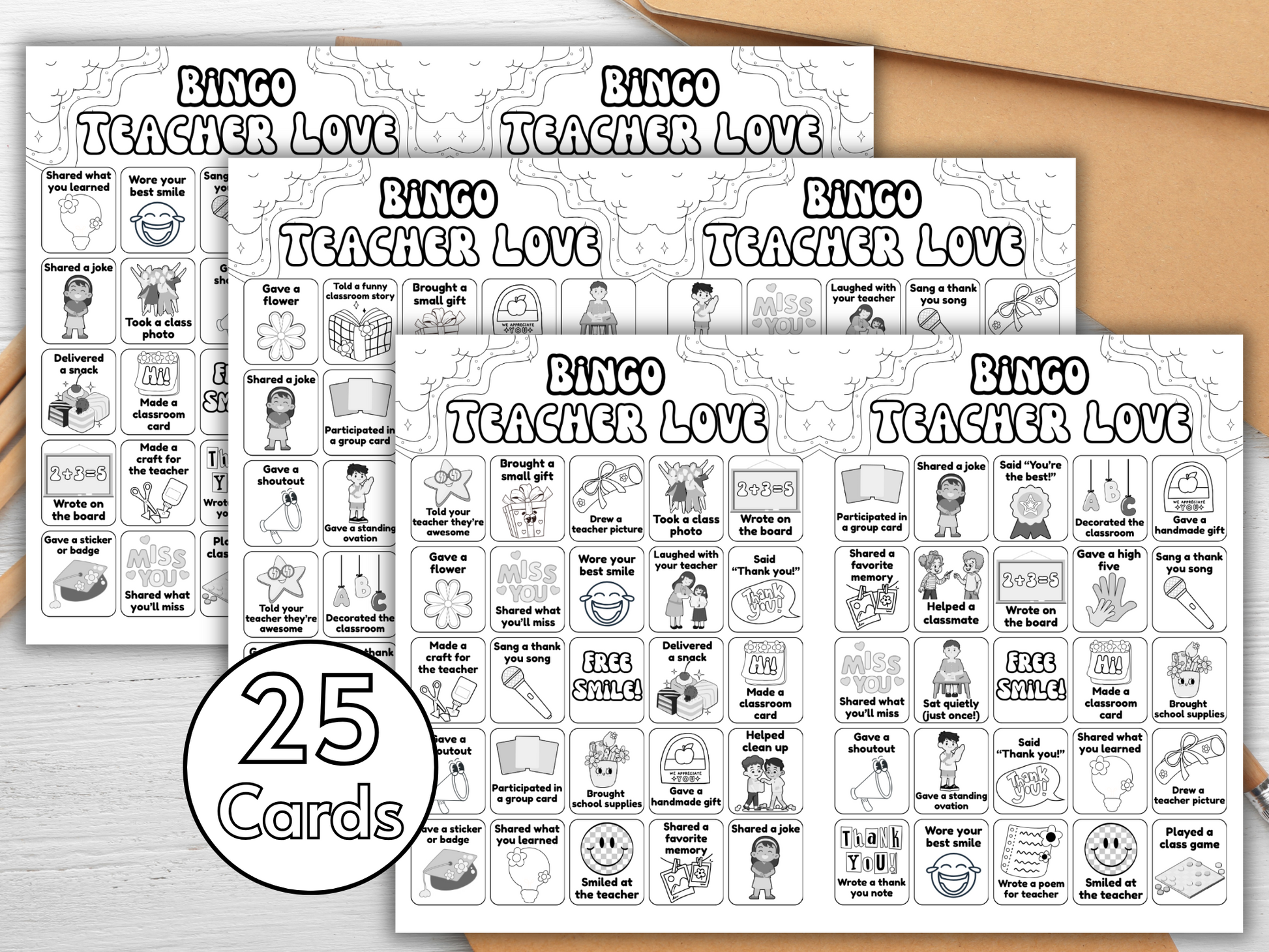 Thank You Teacher Bingo – free smile center and class interaction